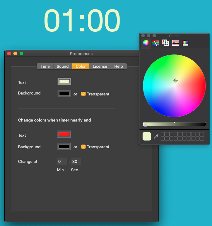 PPT Mac Timer R - Set text color and background color